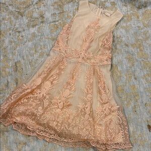 Charming Peach Floral Kids Dress